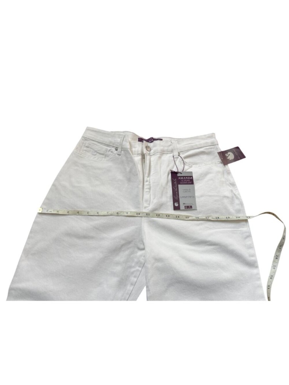 Womens White Jean Tapered Classic Rise White Supreme Stretch Jeans 14 Amanda Jea - Picture 7 of 14
